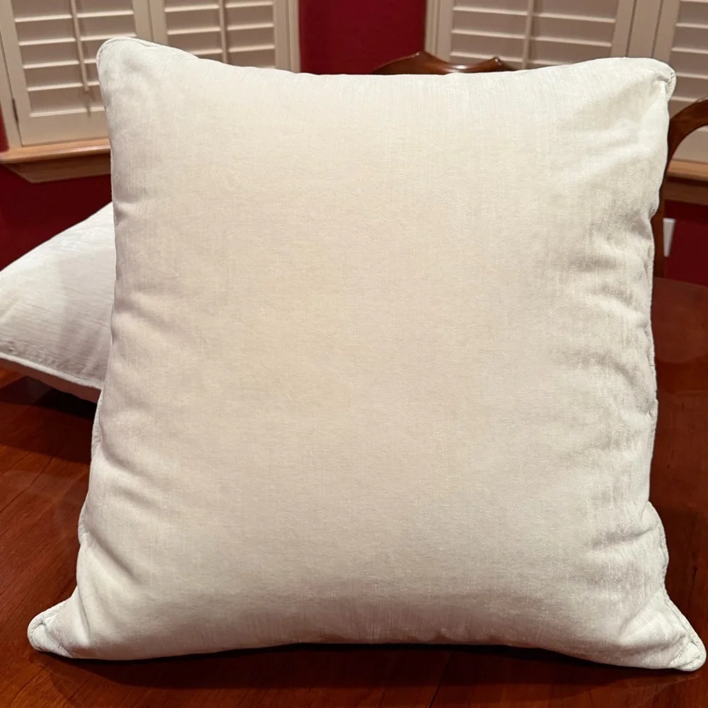 Set of Two Velvet Ivory PILLOW COVERS - 26x26